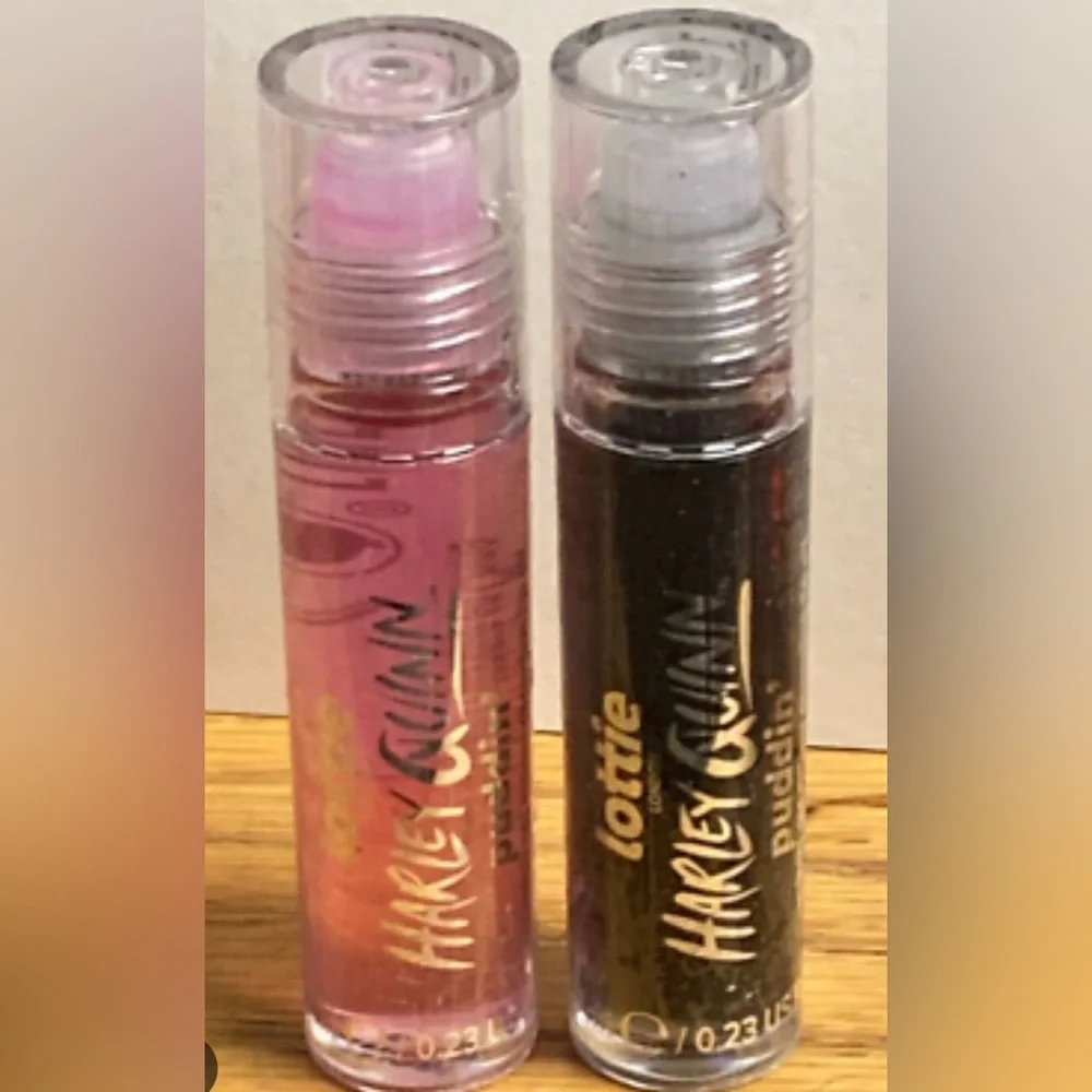 Lottie London Harley Quinn PH Lip Oil Set (2) Color-Changing Pink & Black Gloss